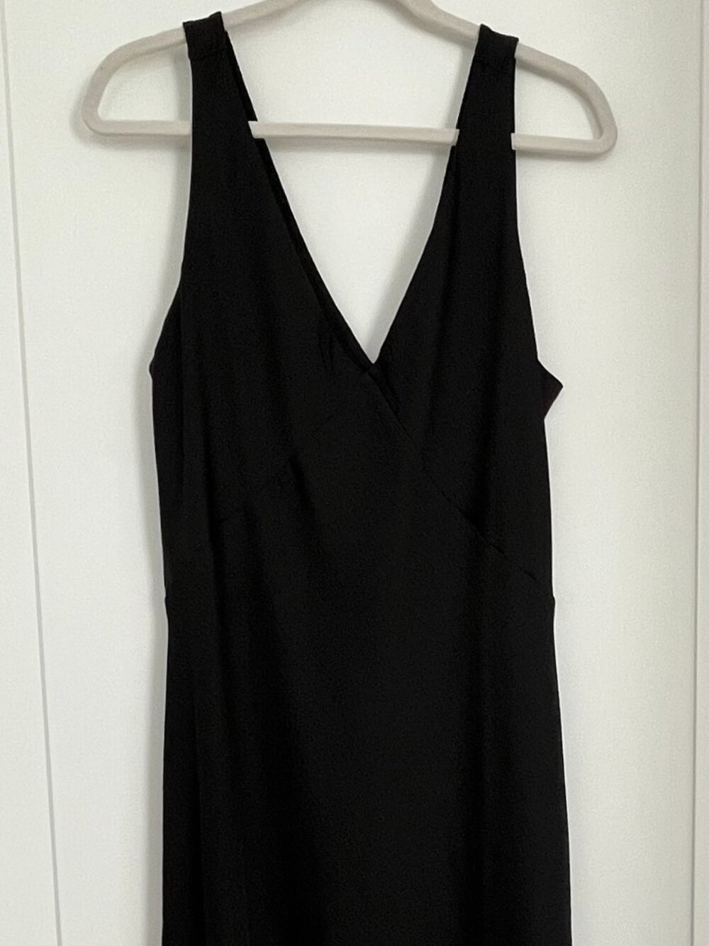 a new day Double V-Neck Bias Cut Midi Dress in Black Size L NWT